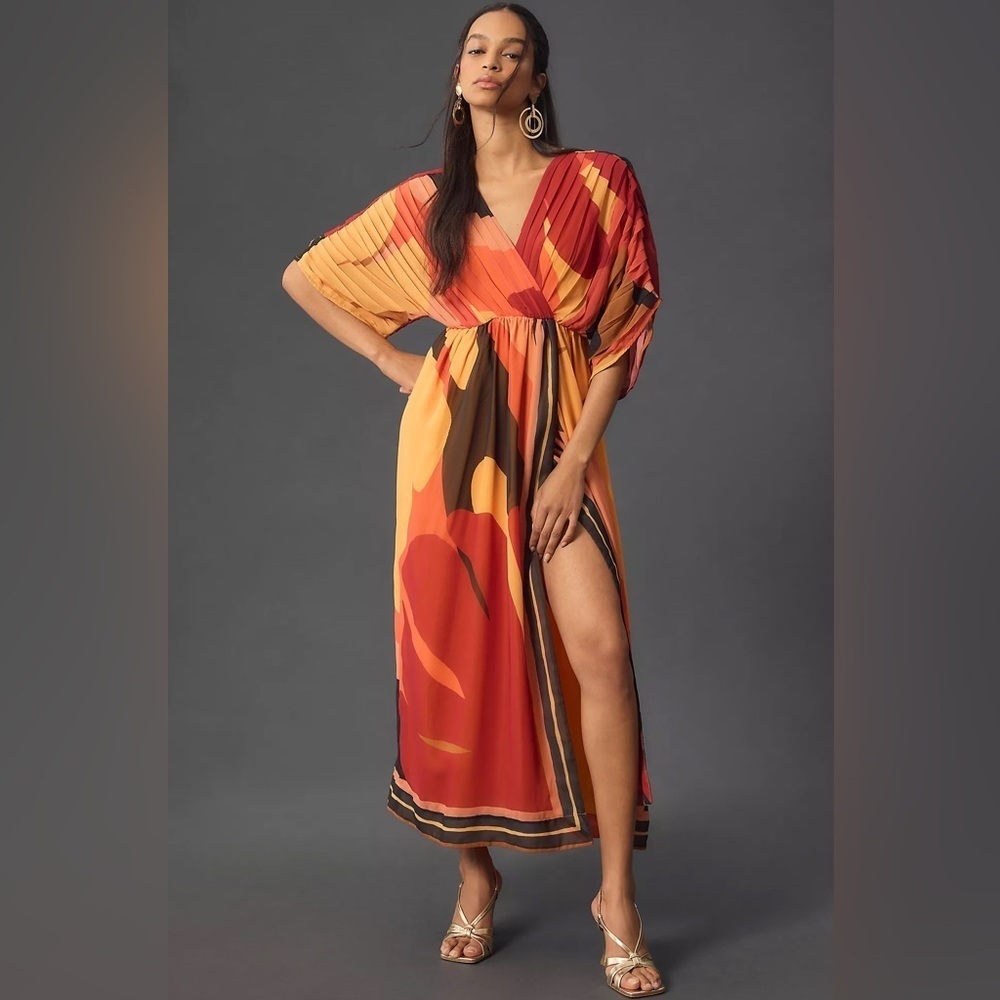 NWT Farm Rio Short-Sleeve Wrap-Front Maxi Dress